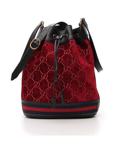 gucci red velvet bucket bag|Gucci quilted shoulder bag.